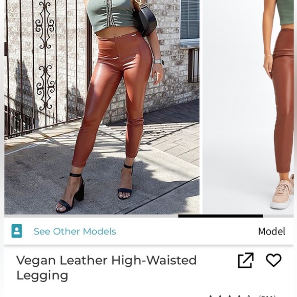 NWOT Fabletics black vegan leather leggings - Picture 7 of 7